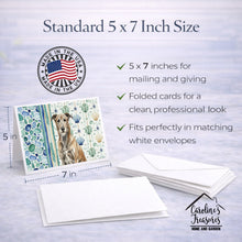 Load image into Gallery viewer, Brindle Irish Wolfhound Coastal Sea Glass Greeting Cards Pack of 8