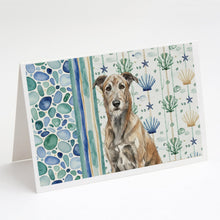 Load image into Gallery viewer, Brindle Irish Wolfhound Coastal Sea Glass Greeting Cards Pack of 8