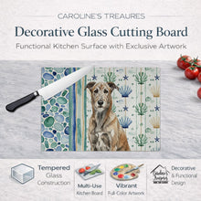 Load image into Gallery viewer, Brindle Irish Wolfhound Coastal Sea Glass Glass Cutting Board