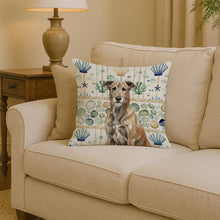 Load image into Gallery viewer, Brindle Irish Wolfhound Coastal Sea Glass Throw Pillow