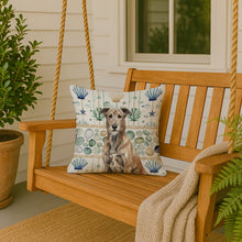 Load image into Gallery viewer, Brindle Irish Wolfhound Coastal Sea Glass Throw Pillow
