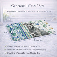 Load image into Gallery viewer, Gray Irish Wolfhound Coastal Sea Glass Dish Drying Mat