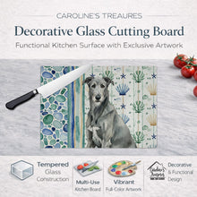 Load image into Gallery viewer, Gray Irish Wolfhound Coastal Sea Glass Glass Cutting Board