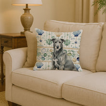 Load image into Gallery viewer, Gray Irish Wolfhound Coastal Sea Glass Throw Pillow