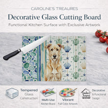 Load image into Gallery viewer, Wheaten Irish Wolfhound Coastal Sea Glass Glass Cutting Board