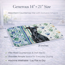 Load image into Gallery viewer, Black Italian Greyhound Coastal Sea Glass Dish Drying Mat