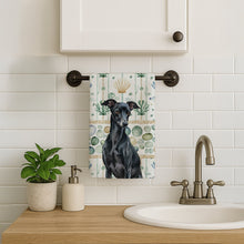 Load image into Gallery viewer, Black Italian Greyhound Coastal Sea Glass Kitchen Towel