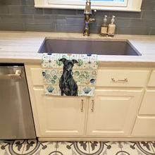 Load image into Gallery viewer, Black Italian Greyhound Coastal Sea Glass Kitchen Towel