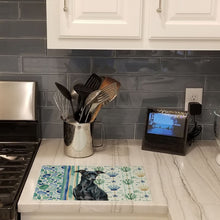 Load image into Gallery viewer, Black Italian Greyhound Coastal Sea Glass Glass Cutting Board