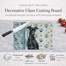 Load image into Gallery viewer, Black Italian Greyhound Coastal Sea Glass Glass Cutting Board