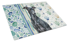 Load image into Gallery viewer, Black Italian Greyhound Coastal Sea Glass Glass Cutting Board