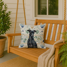 Load image into Gallery viewer, Black Italian Greyhound Coastal Sea Glass Throw Pillow