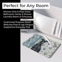 Load image into Gallery viewer, Black Italian Greyhound Coastal Sea Glass Memory Foam Kitchen Mat