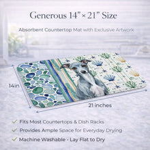 Load image into Gallery viewer, Blue Italian Greyhound Coastal Sea Glass Dish Drying Mat