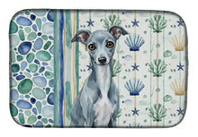 Load image into Gallery viewer, Blue Italian Greyhound Coastal Sea Glass Dish Drying Mat