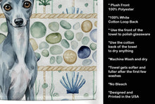 Load image into Gallery viewer, Blue Italian Greyhound Coastal Sea Glass Kitchen Towel