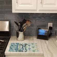 Load image into Gallery viewer, Blue Italian Greyhound Coastal Sea Glass Glass Cutting Board
