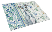 Load image into Gallery viewer, Blue Italian Greyhound Coastal Sea Glass Glass Cutting Board