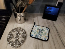 Load image into Gallery viewer, Blue Italian Greyhound Coastal Sea Glass Pair of Pot Holders