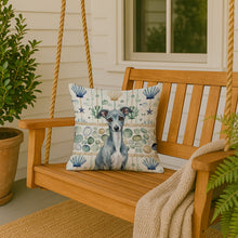 Load image into Gallery viewer, Blue Italian Greyhound Coastal Sea Glass Throw Pillow