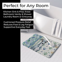 Load image into Gallery viewer, Blue Italian Greyhound Coastal Sea Glass Memory Foam Kitchen Mat