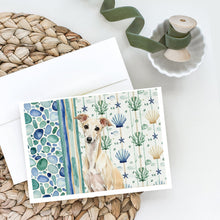 Load image into Gallery viewer, Cream Italian Greyhound Coastal Sea Glass Greeting Cards Pack of 8