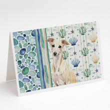 Load image into Gallery viewer, Cream Italian Greyhound Coastal Sea Glass Greeting Cards Pack of 8