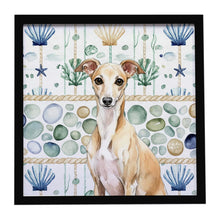 Load image into Gallery viewer, Fawn Italian Greyhound Coastal Sea Glass Framed Metal Print