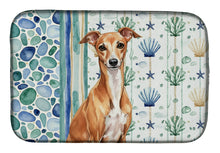 Load image into Gallery viewer, Red Italian Greyhound Coastal Sea Glass Dish Drying Mat