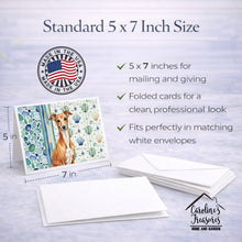 Load image into Gallery viewer, Red Italian Greyhound Coastal Sea Glass Greeting Cards Pack of 8