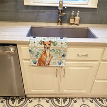 Load image into Gallery viewer, Red Italian Greyhound Coastal Sea Glass Kitchen Towel