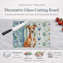 Load image into Gallery viewer, Red Italian Greyhound Coastal Sea Glass Glass Cutting Board
