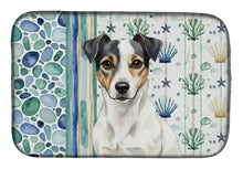 Load image into Gallery viewer, White and Black Jack Russell Terrier Coastal Sea Glass Dish Drying Mat