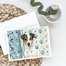 Load image into Gallery viewer, White and Black Jack Russell Terrier Coastal Sea Glass Greeting Cards Pack of 8