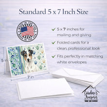 Load image into Gallery viewer, White and Black Jack Russell Terrier Coastal Sea Glass Greeting Cards Pack of 8