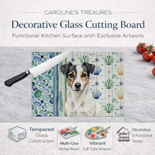 Load image into Gallery viewer, White and Black Jack Russell Terrier Coastal Sea Glass Glass Cutting Board