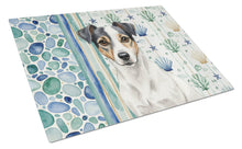 Load image into Gallery viewer, White and Black Jack Russell Terrier Coastal Sea Glass Glass Cutting Board