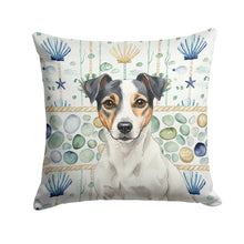 Load image into Gallery viewer, White and Black Jack Russell Terrier Coastal Sea Glass Throw Pillow