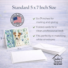 Load image into Gallery viewer, White and Tan Jack Russell Terrier Coastal Sea Glass Greeting Cards Pack of 8