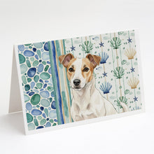 Load image into Gallery viewer, White and Tan Jack Russell Terrier Coastal Sea Glass Greeting Cards Pack of 8