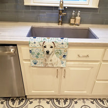Load image into Gallery viewer, White Jack Russell Terrier Coastal Sea Glass Kitchen Towel