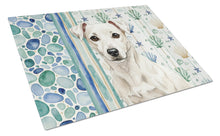 Load image into Gallery viewer, White Jack Russell Terrier Coastal Sea Glass Glass Cutting Board