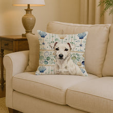 Load image into Gallery viewer, White Jack Russell Terrier Coastal Sea Glass Throw Pillow