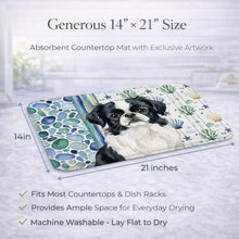 Load image into Gallery viewer, Black and White Japanese Chin Coastal Sea Glass Dish Drying Mat