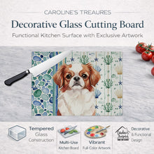 Load image into Gallery viewer, Red and White Japanese Chin Coastal Sea Glass Glass Cutting Board