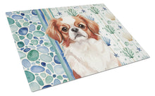 Load image into Gallery viewer, Red and White Japanese Chin Coastal Sea Glass Glass Cutting Board