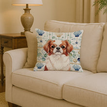 Load image into Gallery viewer, Red and White Japanese Chin Coastal Sea Glass Throw Pillow