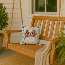 Load image into Gallery viewer, Red and White Japanese Chin Coastal Sea Glass Throw Pillow