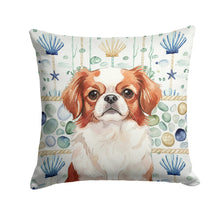 Load image into Gallery viewer, Red and White Japanese Chin Coastal Sea Glass Throw Pillow