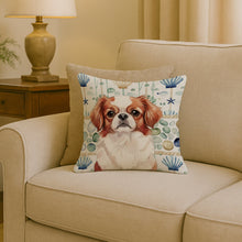 Load image into Gallery viewer, Red and White Japanese Chin Coastal Sea Glass Throw Pillow